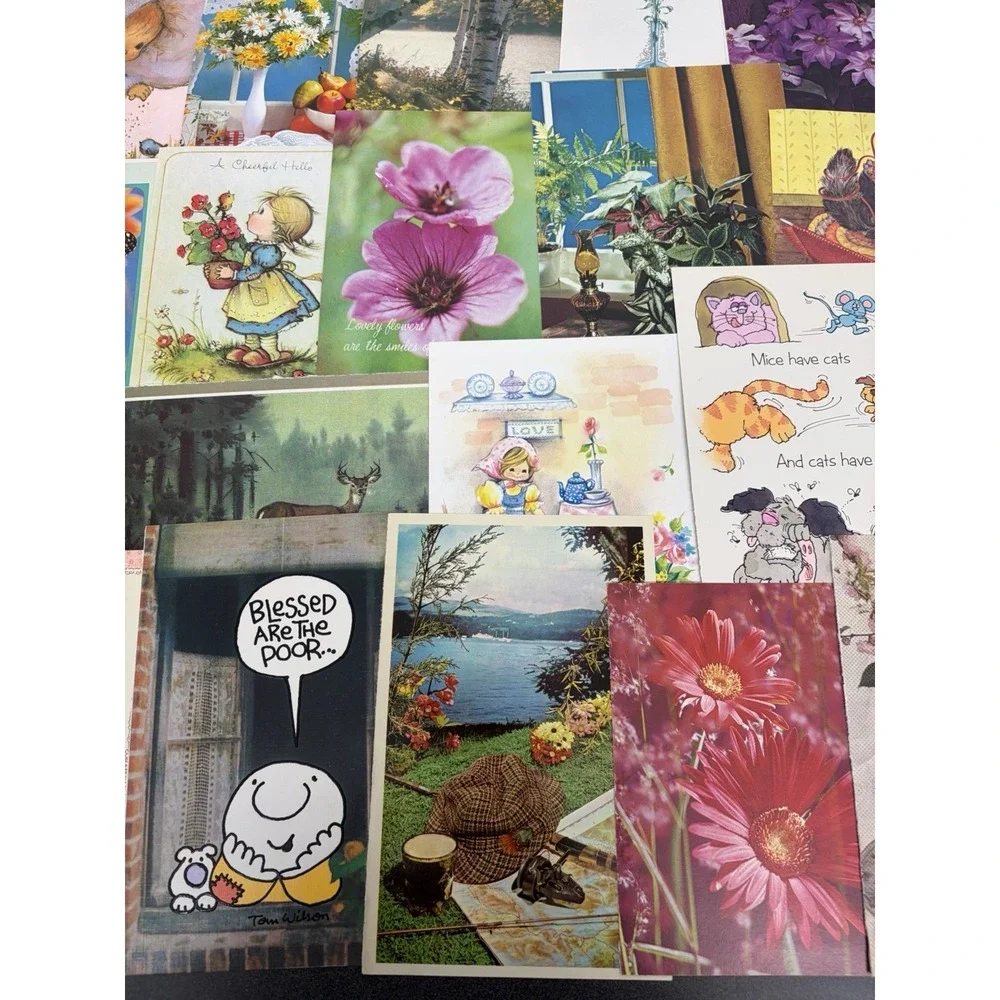 Vintage Thinking of You Cards Fronts ONLY Scrapbooking Crafts Lot of 50+